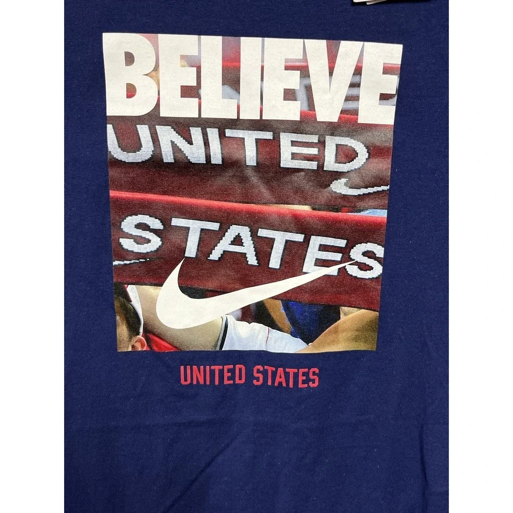 NIKE USA NATIONAL SOCCER MENS LOGO T SHIRT XL NWT NAVY BELIEVE UNITED STATES NWT